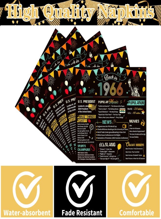 refavor Vintage 60th Birthday Napkins, 50PCS Back in 1966 Birthday Party Decorations Supplies for Men Women, Colorful Cheers to 60 Years Disposable Napkin - Image 2